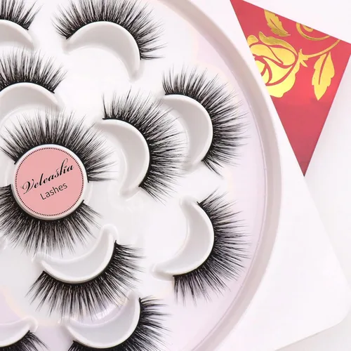 Miniatura 9 de Veleasha Pestañas postizas de manga puntiagudas, 100% hechas a mano, aspecto natural, pestañas postizas ligeras con banda transparente suave