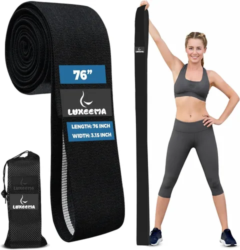 Miniatura 9 de Banda de resistencia extra larga de 76 pulgadas para entrenamiento, banda de ejercicio de tela antideslizante de 3 pulgadas de ancho