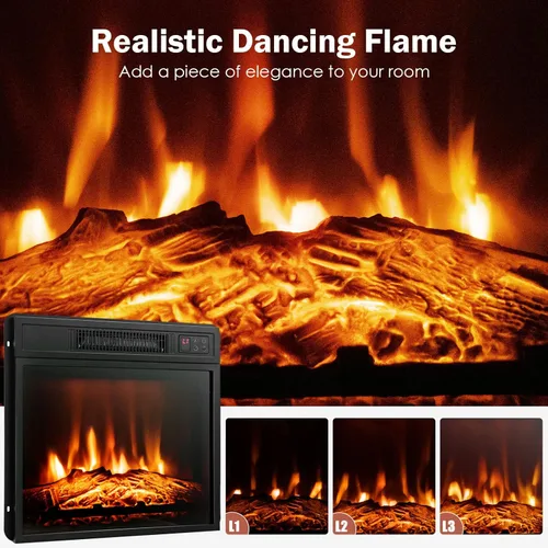 Miniatura 3 de ORALNER Inserto de chimenea eléctrica de 18 pulgadas, calentador de chimenea empotrado con 3 efectos de llama LED, control remoto y temporizador