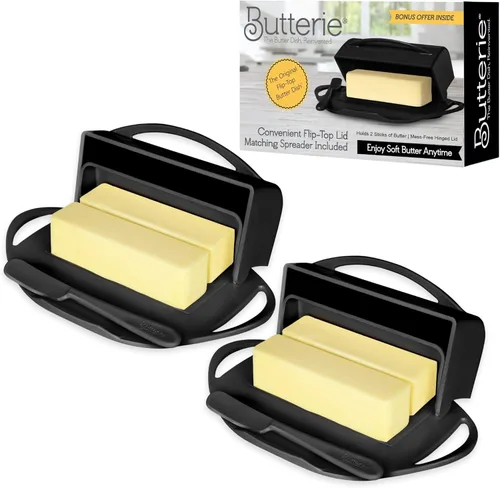 Miniatura 15 de Butterie Mantequillera con Tapa Abatible y Cuchillo a Juego, Contiene 2 Barras/Mantequilla Europea, Soporte para Mantequilla Sin Derrames
