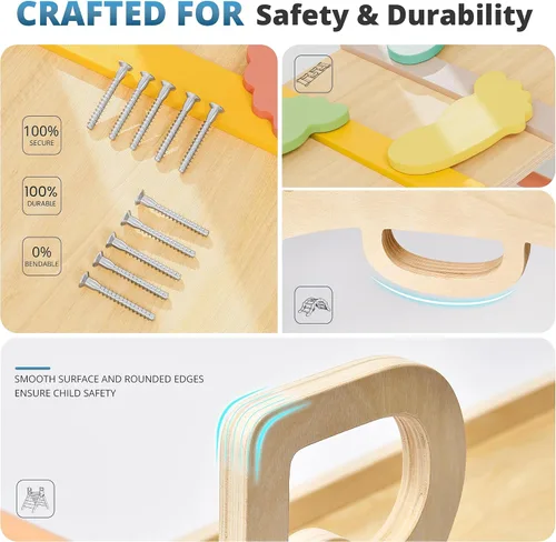 Miniatura 8 de BlueWood Juego de Triángulo Pikler 10 en 1, Juguetes de Escalada para Niños Pequeños de Interior, Escalador Montessori, Gimnasios de Selva