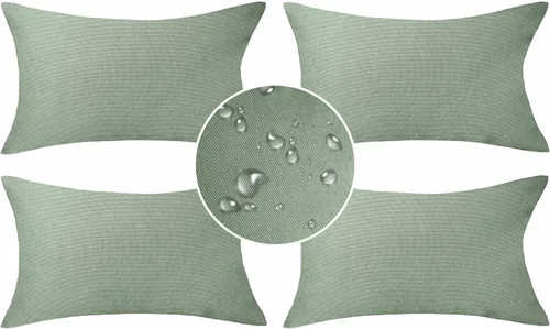 Miniatura 13 de Demetex Fundas de almohada de exterior de 16 x 16 pulgadas, impermeables, fundas de almohada decorativas de lino para sala de estar, balcón, jardín