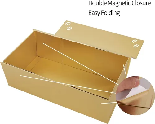 Miniatura 4 de Caja de regalo dorada de 12 x 6 x 4 pulgadas con tapa de cierre magnético, cajas de regalo para regalos, caja de regalo de dama de honor, bonita