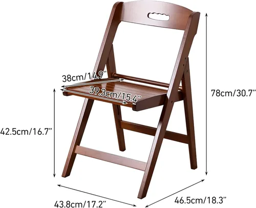 Miniatura 3 de Mid Century Dining Chair, Portable Folding Chair with Handle, Zero Gravity Lounge Chair for Patio, Porch, Wedding, Party, Event(Brown,Large)