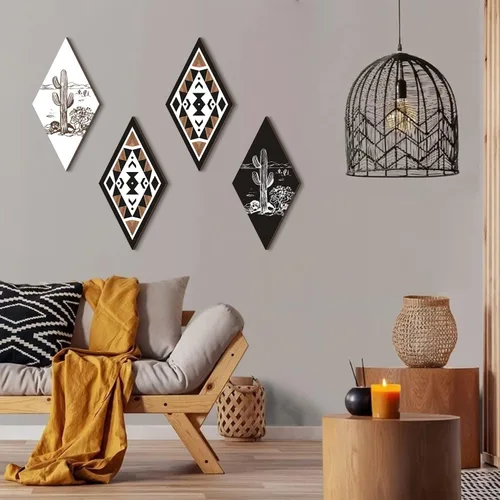 Miniatura 2 de CHDITB Decoración de pared de cactus, letrero de madera azteca, decoración de pared con temática natural, arte de pared moderno para oficina, hogar