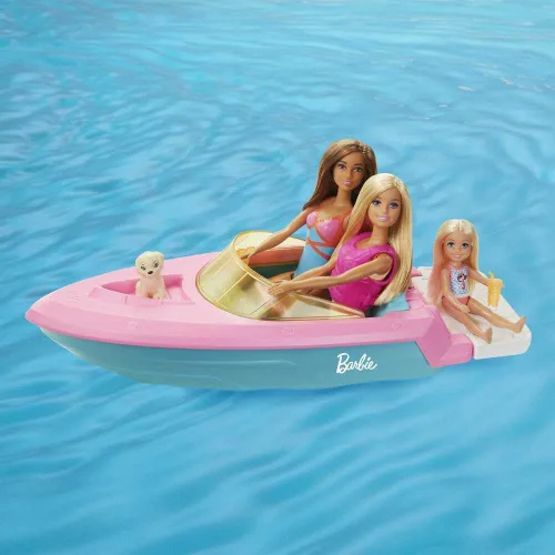 Miniatura 6 de Muñeca Barbie y juego de barco con cachorro, chaleco salvavidas y accesorios, cabe a 3 muñecas y flota en el agua, regalo para niños de 3 a 7 años