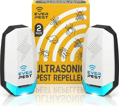 Enchufe ultrasónico de control de plagas, paquete de 2 unidades, defensor electrónico de insectos - Mosquito de ratón para cucarachas - Rechazo