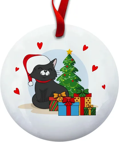 Miniatura 2 de Adorno personalizado de gato negro para la primera Navidad, nuevo adorno de gato negro