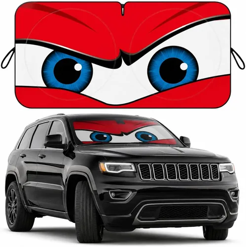 Miniatura 22 de Parasol para parabrisas de automóvil, parasol de ojos enojados rojos para parabrisas de automóvil, universal, compatible con sedán, SUV, hatchback
