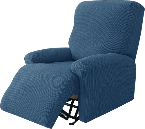 Miniatura 14 de CONRUSER Funda elástica para sillón reclinable, 4 piezas, funda gruesa para sofá de un solo asiento, funda de jacquard suave para sillón reclinable