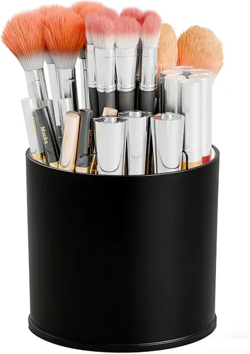 Yieach Soporte giratorio de acrílico para brochas de maquillaje para tocador, encimera de baño, organizador de brochas de maquillaje redondas,