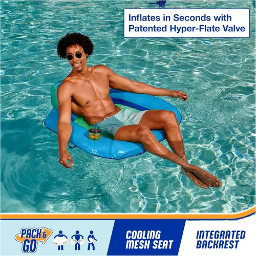 Miniatura 2 de SwimWays Spring Float Premium SunSeat Sillas de Piscina, Flotadores de Piscina Inflables para Adultos con Inflado Rápido para Edades de 15 años