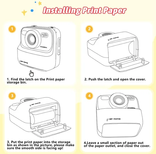Miniatura 8 de Cámaras digitales instantáneas para niños y niñas, cámara digital selfie HD de doble lente 1080P con papel de impresión y tarjeta de 32G, regalos