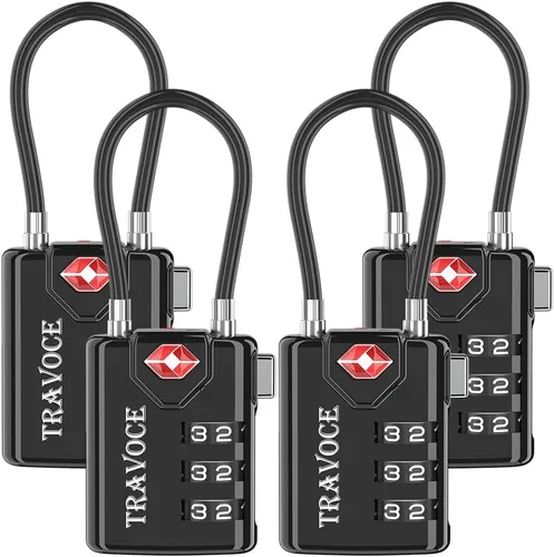 Search Alert - Cerraduras de cable de equipaje de combinación de viaje aprobadas por la TSA para maleta, casillero de gimnasio, caja de