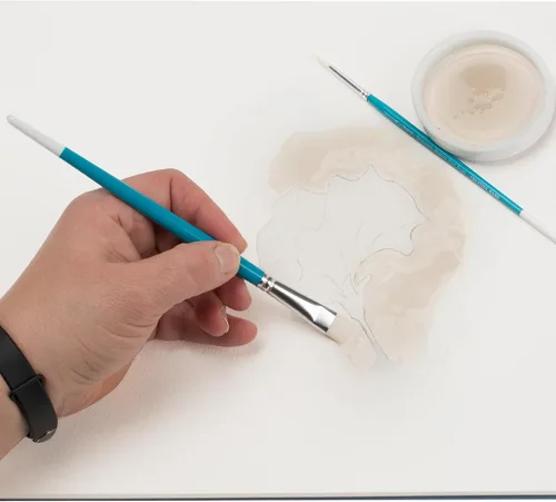 Miniatura 2 de Creative Mark Pinceles de pintura líquida para enmascarar (juego de 10) – Pinceles de acuarela contienen pelo sintético con asas cortas de madera