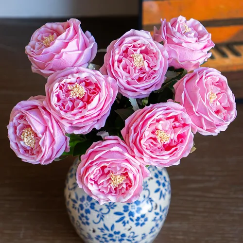Miniatura 14 de DUYONE Fake Flowers for Decoration Home Decor Soft Touch Artificial Flowers Austin Rose Peony Latex Fake Flower Living Room Decoration Vivid Pink