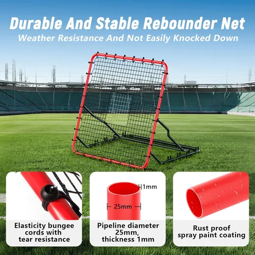Miniatura 3 de Baseball Rebounder ,4x4.5FT Soccer Rebounder with 4 Adjustable Angles, 28 Bungee Cords to Adjust Elastic, Sports Equipment for