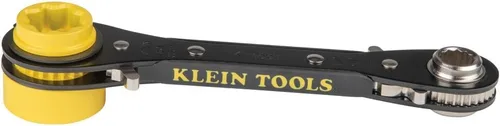 Miniatura 9 de Klein Tools KT155T Llave de trinquete 6 en 1 para electricista con diseño de perno pasante y casquillo amarillo brillante