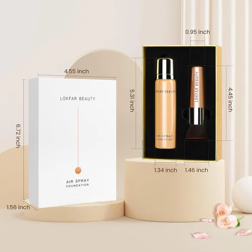 Miniatura 7 de Warm Peach - Juego de base de aerógrafo con cepillo de maquillaje suave, ligero, de larga duración, control de aceite, cobertura completa para todo
