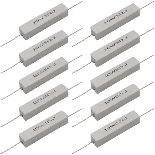 Miniatura 36 de 10 resistencias de cable de plomo axial de 10 W, 0.5 ohmios y 5 % – Resistencias de potencia de cemento cerámico fijas de heridas blancas