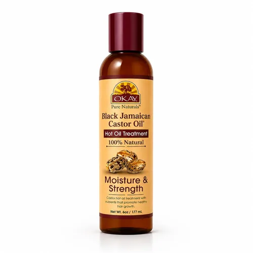 OKAY Aceite caliente de ricino jamaicano negro 100% natural, aceite de ricino para cabello encrespado seco dañado, mezcla de terapia pura con jojoba