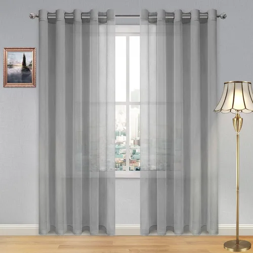 Miniatura 161 de DWCN Cortinas traslúcidas color verde frijol para sala de estar y dormitorio - Cortinas voile con aspecto de lino sintético con ojales en la parte