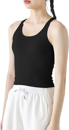 Miniatura 84 de sphinx cat - Camiseta corta de entrenamiento para mujer, camiseta sin mangas, acanalada, con espalda cruzada y brasier integrado