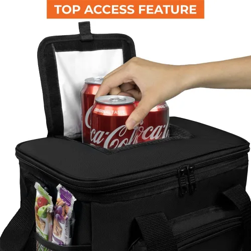 Miniatura 3 de OPUX Bolsa de enfriador suave, bolsa de almuerzo plegable aislada para hombres, trabajo, camping, playa, viaje, portátil, de lado suave, Negro