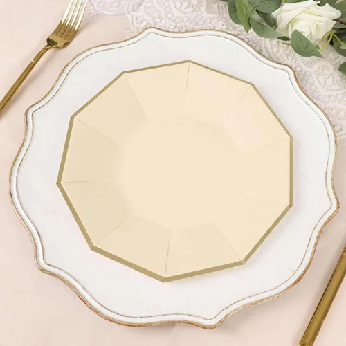 Miniatura 12 de Efavormart - Paquete de 25 platos de papel decagonal iridiscentes de 7.5 pulgadas, platos de postre geométricos resistentes de 300 GSM para Tipo 3
