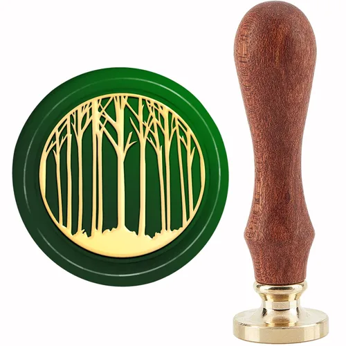 Miniatura 9 de CRASPIRE Sello de cera de fase lunar, sello de cera de lobo con nudo celta de 1.181 in, cabeza de latón extraíble retro vintage con mango de madera
