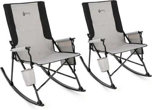 Miniatura 10 de ARROWHEAD OUTDOOR Silla Mecedora Plegable de Campamento con Portavasos Grande, Bolsillo Lateral, Plegable que Ahorra Espacio, Balancín Mejorado