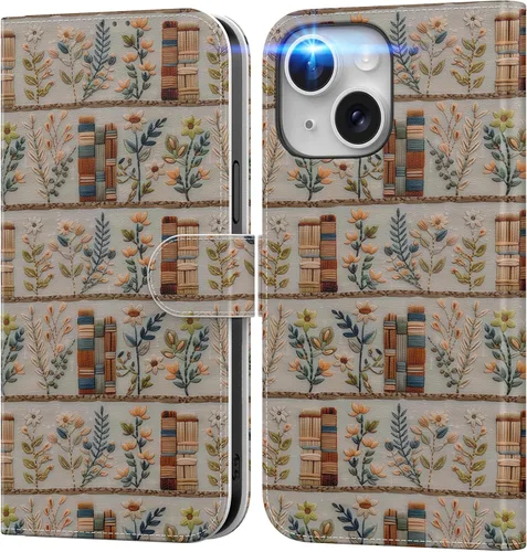 Miniatura 44 de DEENAKIN Funda tipo cartera para iPhone 15 con tarjetero + clip para efectivo, bloqueo RFID, protección contra caídas de grado militar y obras
