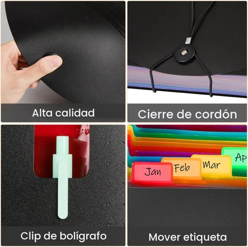 Miniatura 4 de Sooez - Organizador de archivos de acordeón, carpeta expandible con 13 bolsillos, organizador portátil mensual para papel, facturas, impuestos