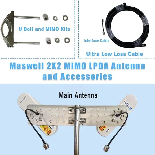 Miniatura 2 de Maswell Antena celular patentada 5G 4G 2X2 MIMO Versión de haz ancho LPDA Ultra Banda Ancha Genuina 600-6000MHz Registro Periódico Aéreo Todas