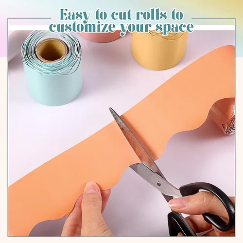 Miniatura 4 de TaoBary 6 rollos de bordes de 196.8 pies para tablón de anuncios de primavera para el aula, de 2.25 pulgadas, borde festoneado, decoración de tablón