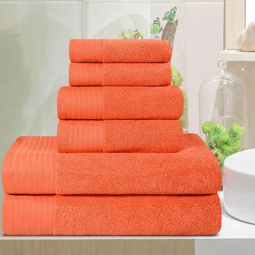 Miniatura 69 de Superior Juego de 6 toallas de 100% algodón egipcio de 500 GSM, 6 piezas, 2 caras, 2 manos, 2 toallas, ideal para baño, cocina o playa, de secado