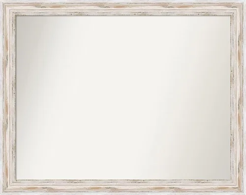 Miniatura 331 de Amanti Art Espejo de baño blanco para sobre el fregadero, 30 x 35 pulgadas, espejo de tocador rectangular estrecho de Eva de oro blanco, marco
