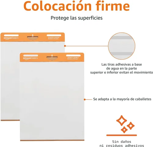 Miniatura 3 de Amazon Basics Almohadillas adhesivas de caballete para presentaciones, 25 x 30 pulgadas, color blanco, 2