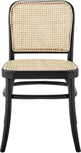 Miniatura 4 de Modway Winona Elm - Asiento de ratán de caña de madera, silla auxiliar de comedor, color negro