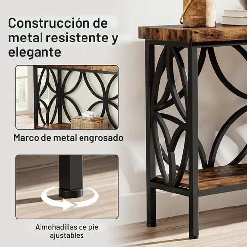 Miniatura 7 de Tribesigns - Mesa de sofá estrecha de 70.9 pulgadas, mesa de sofá larga industrial detrás del sofá, mesa consola de entrada con almacenamiento