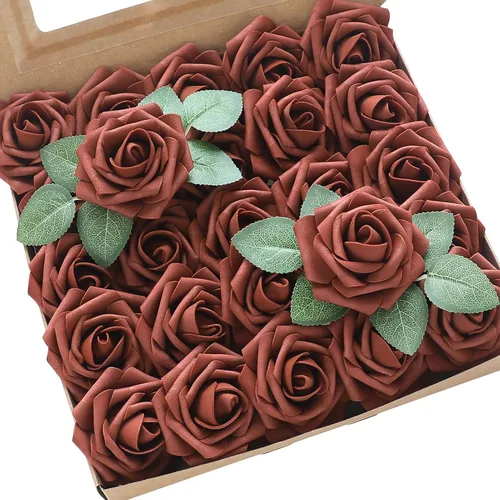 Miniatura 68 de Floroom Flores artificiales de espuma, aspecto real, con tallos, para manualidades, ramos de boda, centros de mesa, despedida de soltera, fiesta, 25
