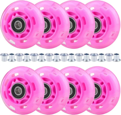 Miniatura 17 de 8 piezas de ruedas de patinaje en línea con luz LED, ruedas iluminadas 64/70/72/76/80mm con buje 85-88A para niños y jóvenes principiantes, patinaje