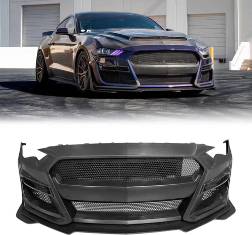 FREEMOTOR802 Parachoques delantero compatible con Ford Mustang 2018-2023 | Kit de conversión completo de repuesto de cubierta de parachoques negro