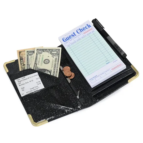 Miniatura 3 de DGBDPACK Libreta de servidor - Libretas de servidor para camarera con bolsillo con cremallera, 6 compartimentos, cartera organizadora de dinero