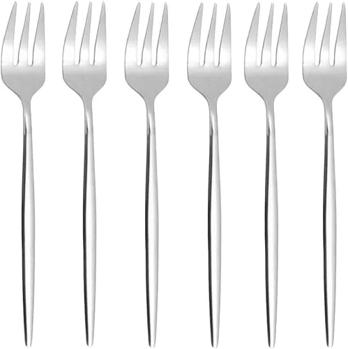 Juego de 6 espátulas de pastel de pizza para tartas, espátulas de acero inoxidable 18/10, tenedores para tartas, mini tenedores para frutas, para el