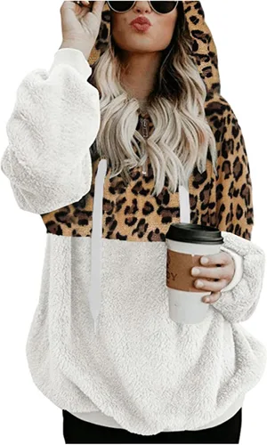 Miniatura 2 de Hoodies for Women Fluffy Zip Up Hoodies Long Sleeve Sweatshirt Tops Hood Winter Warm Jacket Shaggy Coats Overcoat