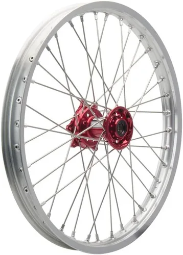 Miniatura 2 de Tusk Impact - Rueda completa – Delantero 21 x 1.60 Llanta Plateada/Radio Plateada/Buje Rojo para Honda CRF450R 50TH Anniversary Edition 2023