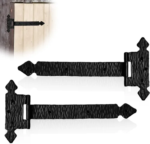 Miniatura 21 de Paquete de 2 bisagras de hierro forjado negro de 9 pulgadas, bisagras decorativas de hierro forjado, bisagras de hierro rústico para persianas