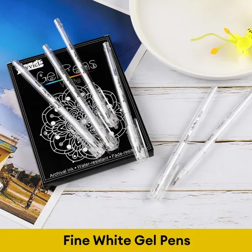 Miniatura 2 de Dyvicl Bolígrafos de gel blanco, punta fina de 0.031 in, bolígrafos de tinta de gel para dibujo de papel negro, bocetos, ilustración, colorear