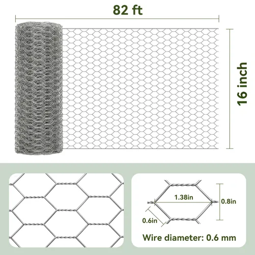 Miniatura 2 de AMAGABELI GARDEN & HOME - Malla metálica de 40 pulgadas x 82 pies, orificios de 1/2 pulgadas, galvanizado después de soldar, malla de alambre, valla
